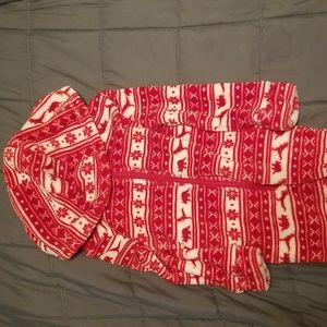 Dip Toddler  Red and White Fleece Zip up Bodysuit